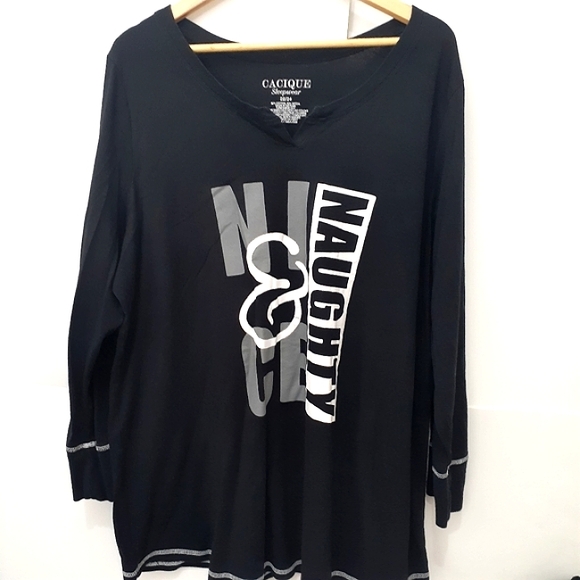 Cacique Other - 🔵CACIQUE Black Sleepwear Long SLEEVE Top Thin Fabric